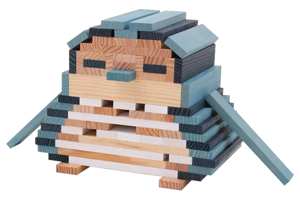 Boîte KAPLA de 200 pièces, hiver, naturel, bleu clair, blanc, bleu foncé