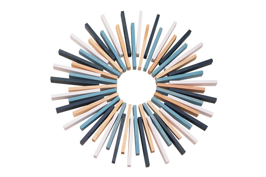 Boîte KAPLA de 200 pièces, hiver, naturel, bleu clair, blanc, bleu foncé