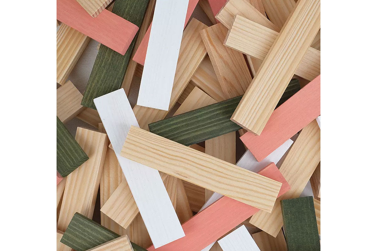 Boîte KAPLA de 200 pièces, printemps, naturel, vert foncé, blanc, rose