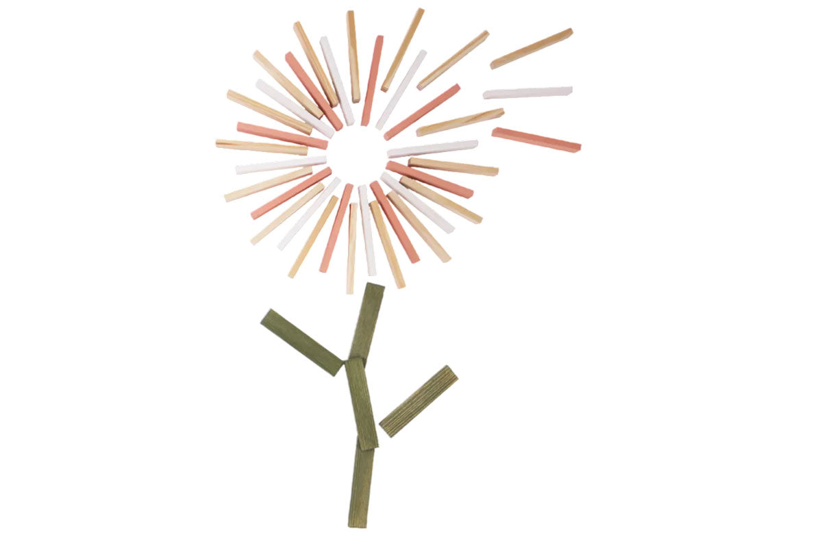 Boîte KAPLA de 200 pièces, printemps, naturel, vert foncé, blanc, rose