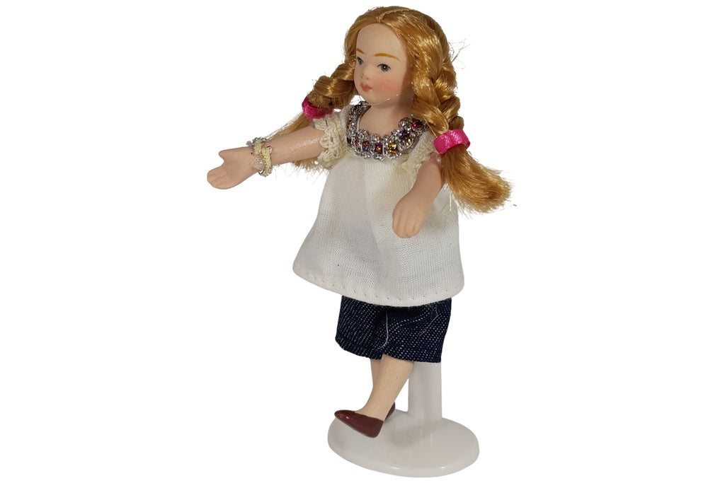 Streets Ahead Miniatur Puppe Mädchen modern Jeans ca. 11,5 cm hoch
