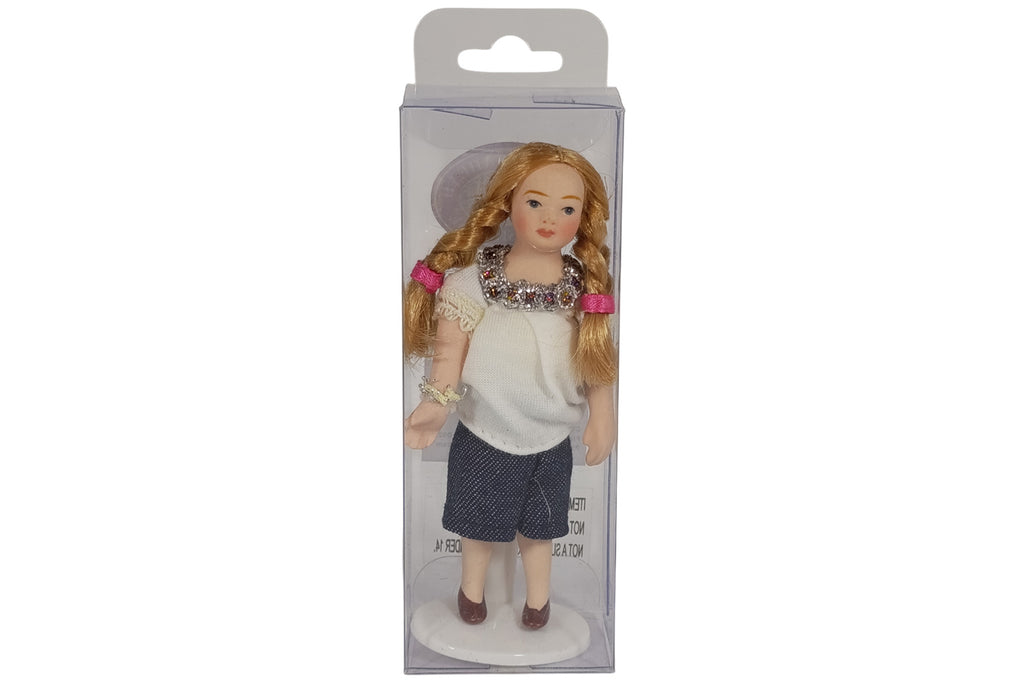 Streets Ahead Miniatur Puppe Mädchen modern Jeans ca. 11,5 cm hoch