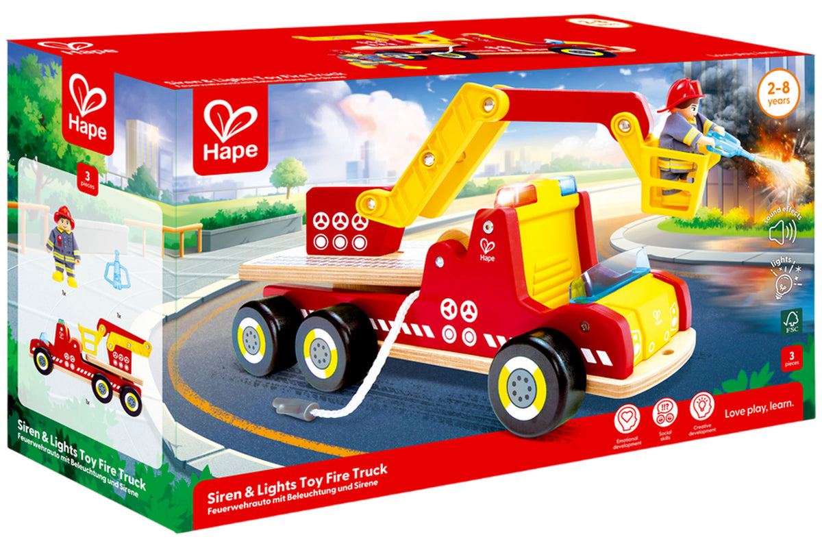 Hape Feuerwehr mit Sirene und Blaulicht