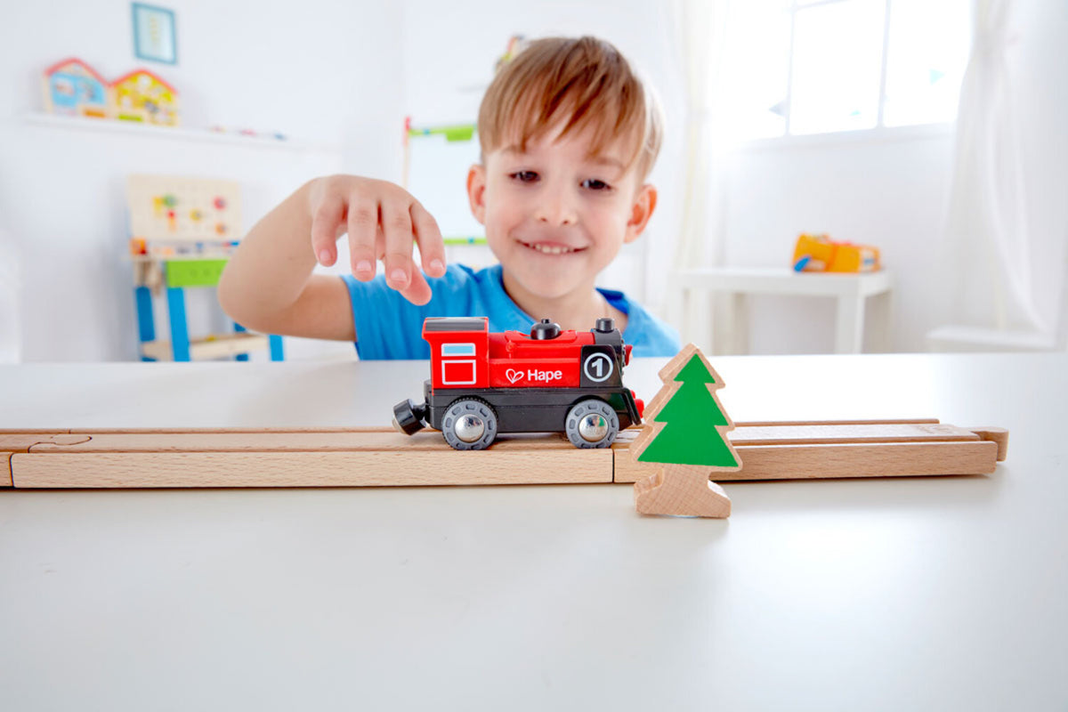 Hape E3703 Alimenté par Batterie Locomotive No. 1 pour Train en Bois Neuf ! #
