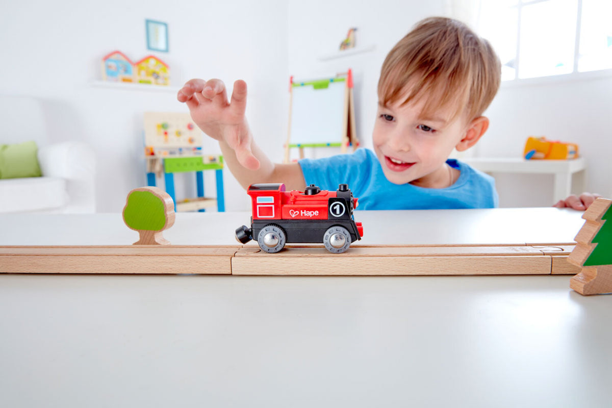 Hape E3703 Alimenté par Batterie Locomotive No. 1 pour Train en Bois Neuf ! #