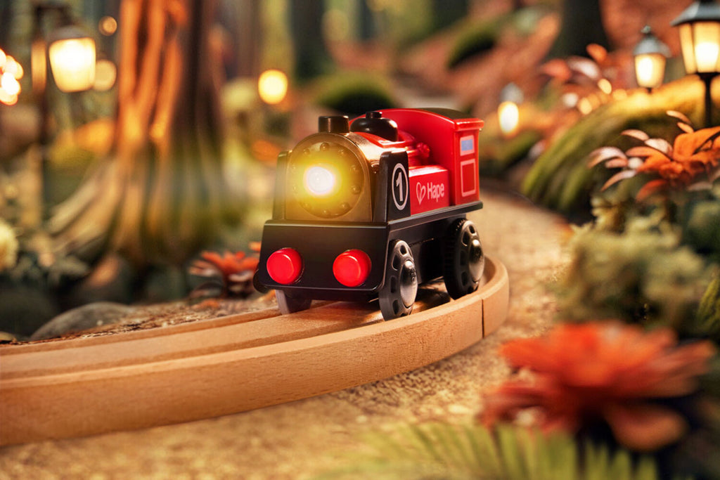Hape E3703 Alimenté par Batterie Locomotive No. 1 pour Train en Bois Neuf ! #
